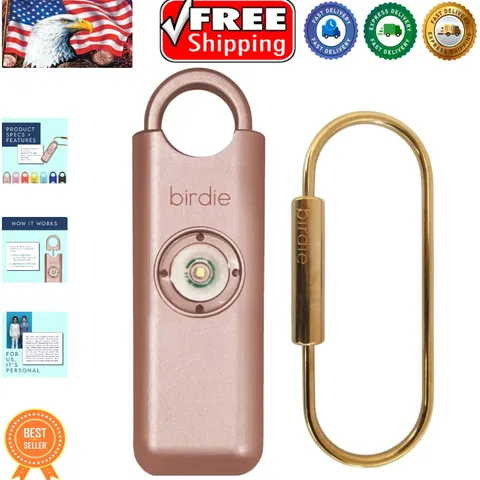 Empowering Women's Safety: Original Siren & Strobe Personal Alarm, Metallic Rose