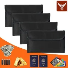 4PCS 2000°F Fireproof Waterproof Document Bag w/Zipper Small Cash Money Pouch