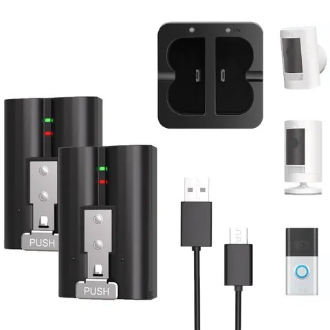 2PACK 7200mAh Rechargeable Battery and Charger Station for Ring Doorbell 2/3/4
