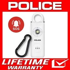 POLICE Personal Alarm Keychain Rechargeable Pocket Alarm LED Flashlight White