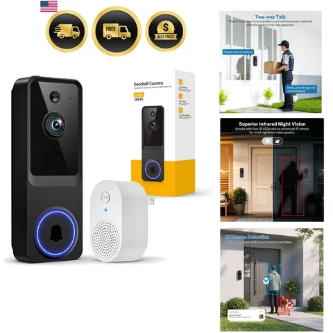 1080p Wireless Wi-Fi Video Doorbell Camera with Smart Human Detection, Night ...