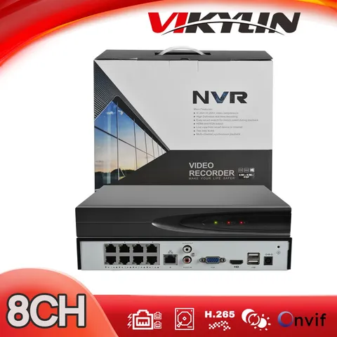 VIKYLIN 12MP 8CH 8POE 4K NVR Box H.265+ HDMI Surveillance Recorder for IP System
