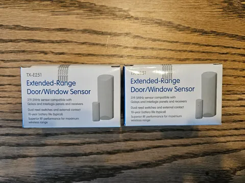 (2) New Interlogix TX-E251 Wireless Door/Window Sensor, Magnet & Battery