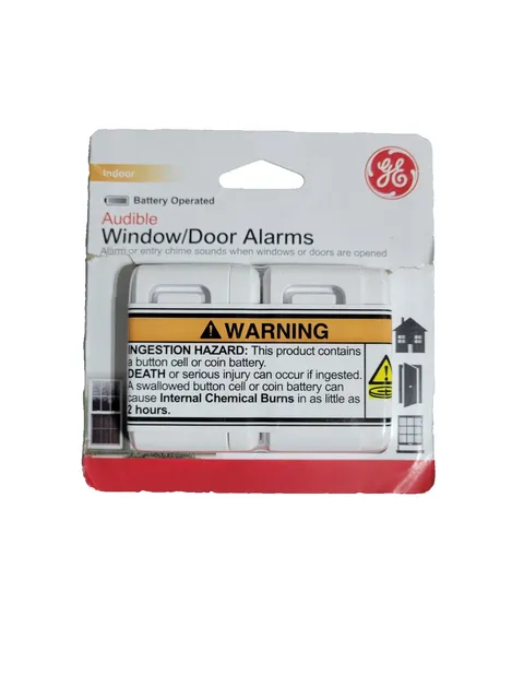 GE Personal Security Window Door Alarm Battery Operated Audible Alarms 2 Pack 
