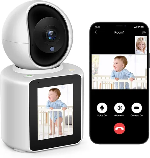 2K Two-Way Video/Audio Indoor Camera, Child/Elder/Dog/Pet Camera with Phone App&
