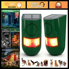 Outdoor Solar Motion Sensor Alarm - 4 Modes, 129dB Loud, Waterproof IP65, Strobe