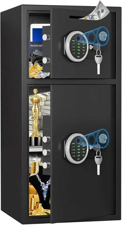 6.0 Cub Extra Large Home Fingerprint Safe Box 2 Door Safe with Drop Slot & Shelf