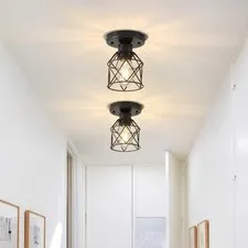 Vohyzufa 2-Pack Farmhouse Semi Flush Mount Ceiling Shade Light, Black