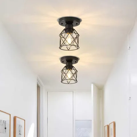 Vohyzufa 2-Pack Farmhouse Semi Flush Mount Ceiling Shade Light, Black