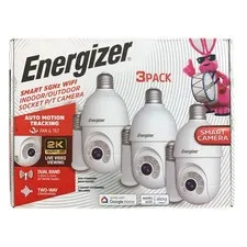Energizer Smart 5GHz Wifi Indoor/Outdoor Pan and Tilt Socket Camera, 3 pk, White