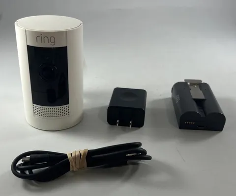 Ring Stick Up Cam White 5UM7E5 Wireless Out/ Indoor W/ Battery & Mounting Plate