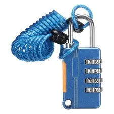 Luggage Lock, 4 Digit Combination Padlock and Flexible Blue Cable (90cm)