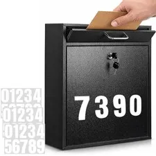 Steel Locking Wall Mount Mailbox for Outside, Secure Black Mail Box with Key ...