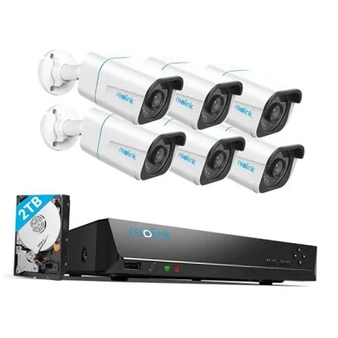 4K Security Camera System, 6pcs H.265 PoE Wired Bullet 4K Cameras with Person