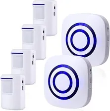 BESTOONE Wireless Driveway Alarm 4 Motion Sensors 2 Receivers Home Security Syst