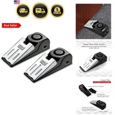 Door Stop Alarm with 120DB Siren Door Stop for Home & Travel Black Pack of 2