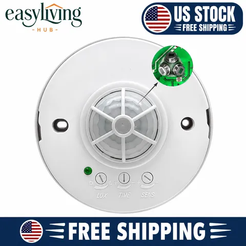 360 Degree Ceiling Occupancy Sensor PIR Motion Sensor Switch with 3 Detectors,10