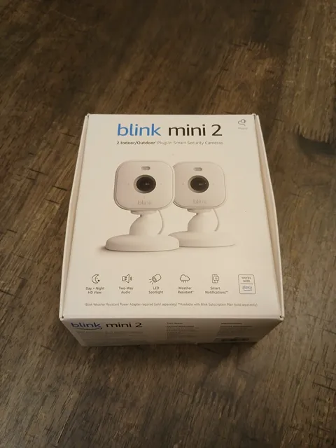 Blink Mini 2 - 2 Cams - Indoor/Outdoor Plug-in Smart Security Cameras - Black