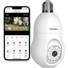 LaView 4MP Bulb Security Camera 2.4GHz,360° 2K 4MP-1PK, White
