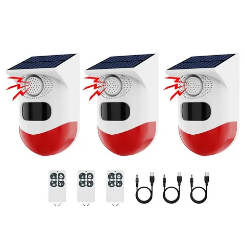 Ybj Solar-Powered Motion Sensor Outdoor Alarm Clock 120-Decibel Safety Alarm